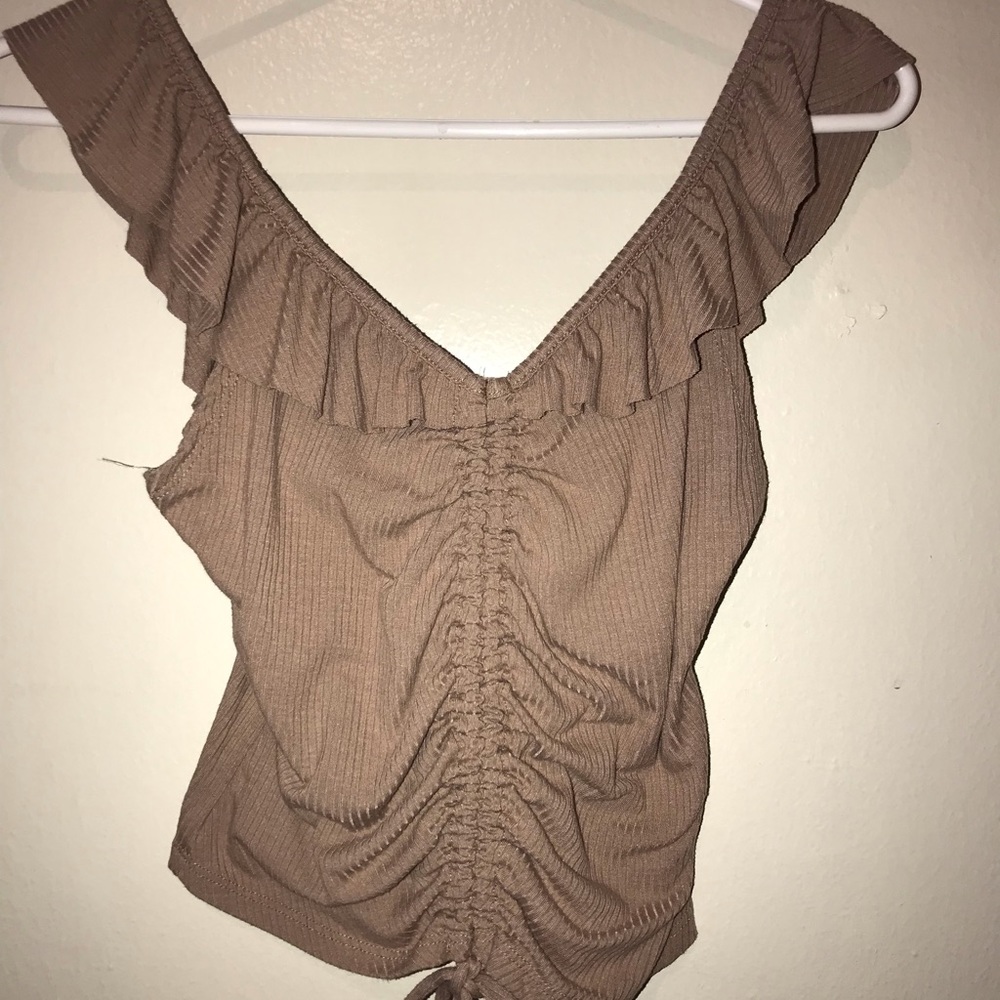 Ruffled off the shoulder top